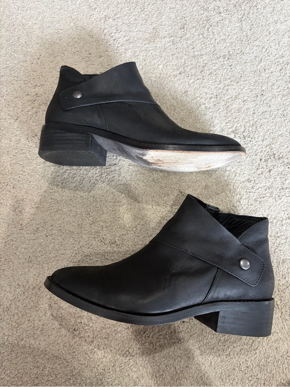 Eileen Fisher Billie Tumbled Nubuck Zip Boots, Women’s Size 8 in Black
